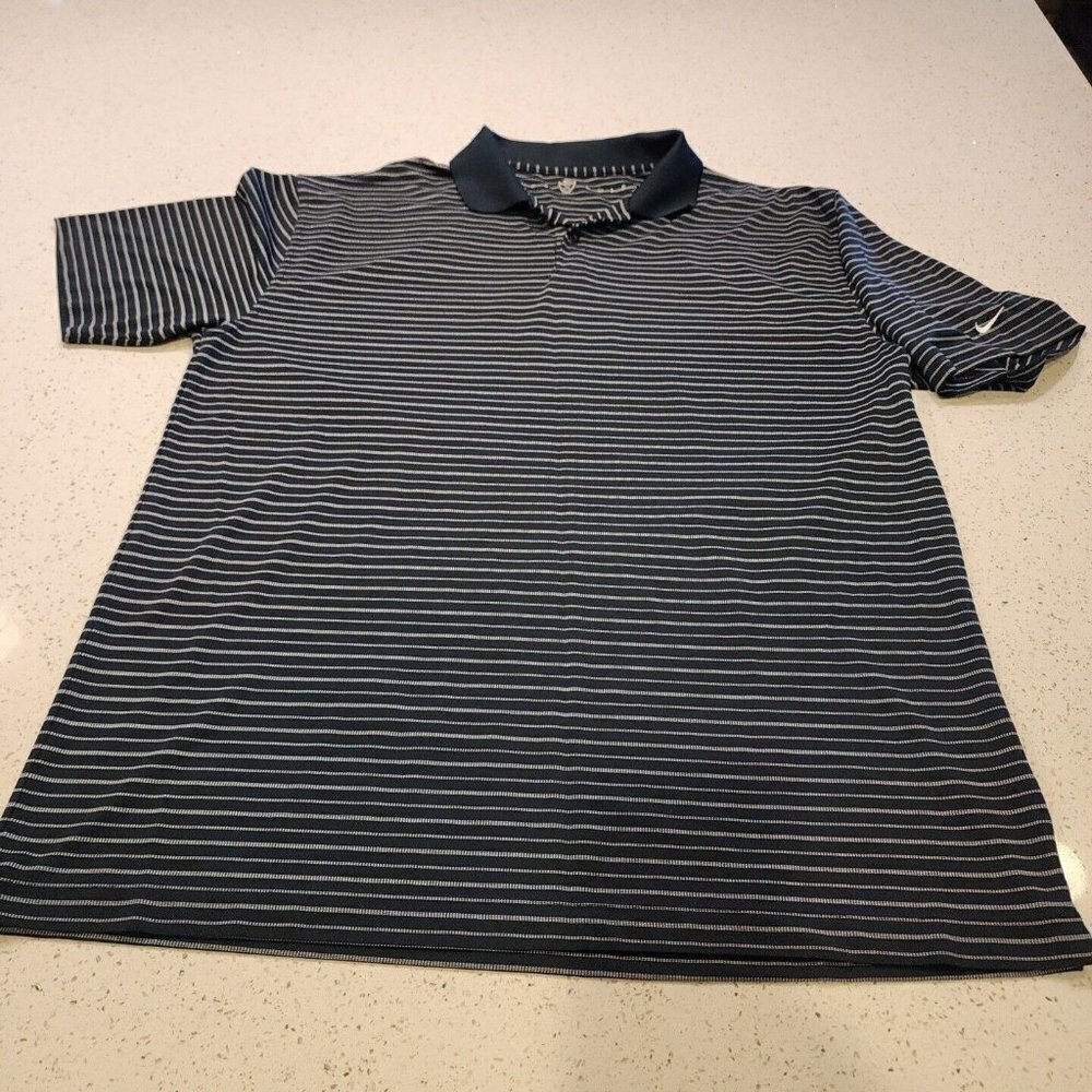 mens nike golf polo XL Blue Stripes Short Sleeves